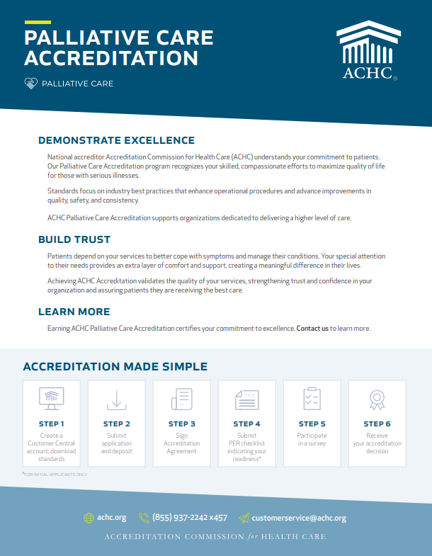 Palliative Care accreditation. Demonstrate excellence. Video below image